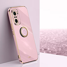 Ultra-thin Silicone Gel Soft Case Cover with Magnetic Finger Ring Stand XL1 for Xiaomi Mi 11X Pro 5G Pink