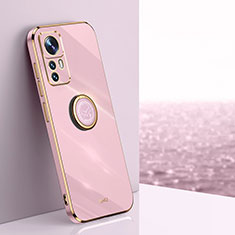 Ultra-thin Silicone Gel Soft Case Cover with Magnetic Finger Ring Stand XL1 for Xiaomi Mi 12T Pro 5G Pink