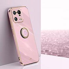 Ultra-thin Silicone Gel Soft Case Cover with Magnetic Finger Ring Stand XL1 for Xiaomi Mi 13 Pro 5G Pink