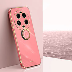 Ultra-thin Silicone Gel Soft Case Cover with Magnetic Finger Ring Stand XL1 for Xiaomi Mi 13 Ultra 5G Hot Pink