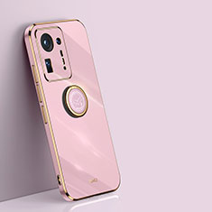 Ultra-thin Silicone Gel Soft Case Cover with Magnetic Finger Ring Stand XL1 for Xiaomi Mi Mix 4 5G Pink