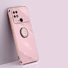 Ultra-thin Silicone Gel Soft Case Cover with Magnetic Finger Ring Stand XL1 for Xiaomi Poco C40 Pink