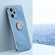 Ultra-thin Silicone Gel Soft Case Cover with Magnetic Finger Ring Stand XL1 for Xiaomi Poco F5 5G Blue
