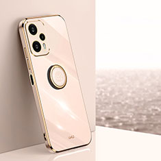 Ultra-thin Silicone Gel Soft Case Cover with Magnetic Finger Ring Stand XL1 for Xiaomi Poco F5 5G Rose Gold