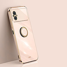 Ultra-thin Silicone Gel Soft Case Cover with Magnetic Finger Ring Stand XL1 for Xiaomi Poco M4 5G Gold