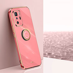 Ultra-thin Silicone Gel Soft Case Cover with Magnetic Finger Ring Stand XL1 for Xiaomi Poco X3 GT 5G Hot Pink