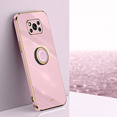 Ultra-thin Silicone Gel Soft Case Cover with Magnetic Finger Ring Stand XL1 for Xiaomi Poco X3 Pro Pink
