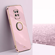 Ultra-thin Silicone Gel Soft Case Cover with Magnetic Finger Ring Stand XL1 for Xiaomi Redmi 10X 5G Pink