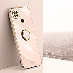 Ultra-thin Silicone Gel Soft Case Cover with Magnetic Finger Ring Stand XL1 for Xiaomi Redmi 9 India Gold