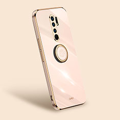 Ultra-thin Silicone Gel Soft Case Cover with Magnetic Finger Ring Stand XL1 for Xiaomi Redmi 9 Prime India Gold