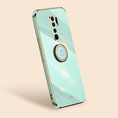 Ultra-thin Silicone Gel Soft Case Cover with Magnetic Finger Ring Stand XL1 for Xiaomi Redmi 9 Prime India Green