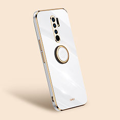 Ultra-thin Silicone Gel Soft Case Cover with Magnetic Finger Ring Stand XL1 for Xiaomi Redmi 9 Prime India White