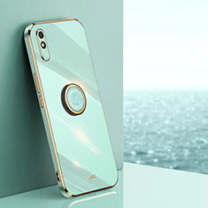 Ultra-thin Silicone Gel Soft Case Cover with Magnetic Finger Ring Stand XL1 for Xiaomi Redmi 9A Green