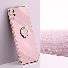 Ultra-thin Silicone Gel Soft Case Cover with Magnetic Finger Ring Stand XL1 for Xiaomi Redmi 9A Pink
