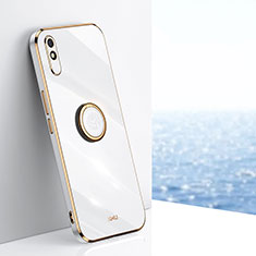 Ultra-thin Silicone Gel Soft Case Cover with Magnetic Finger Ring Stand XL1 for Xiaomi Redmi 9A White