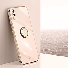 Ultra-thin Silicone Gel Soft Case Cover with Magnetic Finger Ring Stand XL1 for Xiaomi Redmi 9i Gold