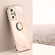 Ultra-thin Silicone Gel Soft Case Cover with Magnetic Finger Ring Stand XL1 for Xiaomi Redmi Note 10 Pro 4G Gold