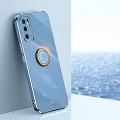 Ultra-thin Silicone Gel Soft Case Cover with Magnetic Finger Ring Stand XL1 for Xiaomi Redmi Note 10T 5G Blue