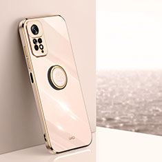 Ultra-thin Silicone Gel Soft Case Cover with Magnetic Finger Ring Stand XL1 for Xiaomi Redmi Note 11 Pro 4G Gold