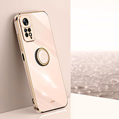 Ultra-thin Silicone Gel Soft Case Cover with Magnetic Finger Ring Stand XL1 for Xiaomi Redmi Note 11 Pro 5G Gold