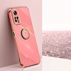 Ultra-thin Silicone Gel Soft Case Cover with Magnetic Finger Ring Stand XL1 for Xiaomi Redmi Note 11 Pro 5G Hot Pink