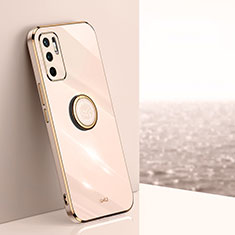 Ultra-thin Silicone Gel Soft Case Cover with Magnetic Finger Ring Stand XL1 for Xiaomi Redmi Note 11 SE 5G Gold