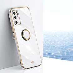Ultra-thin Silicone Gel Soft Case Cover with Magnetic Finger Ring Stand XL1 for Xiaomi Redmi Note 11 SE 5G White