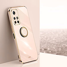 Ultra-thin Silicone Gel Soft Case Cover with Magnetic Finger Ring Stand XL1 for Xiaomi Redmi Note 11S 5G Gold