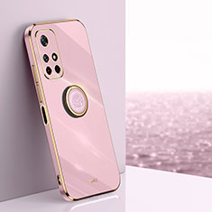 Ultra-thin Silicone Gel Soft Case Cover with Magnetic Finger Ring Stand XL1 for Xiaomi Redmi Note 11S 5G Pink