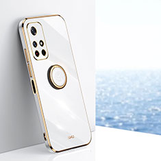 Ultra-thin Silicone Gel Soft Case Cover with Magnetic Finger Ring Stand XL1 for Xiaomi Redmi Note 11S 5G White