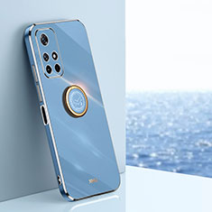 Ultra-thin Silicone Gel Soft Case Cover with Magnetic Finger Ring Stand XL1 for Xiaomi Redmi Note 11T 5G Blue