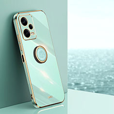 Ultra-thin Silicone Gel Soft Case Cover with Magnetic Finger Ring Stand XL1 for Xiaomi Redmi Note 12 Pro+ Plus 5G Green