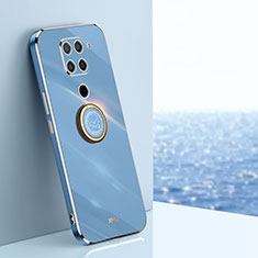 Ultra-thin Silicone Gel Soft Case Cover with Magnetic Finger Ring Stand XL1 for Xiaomi Redmi Note 9 Blue