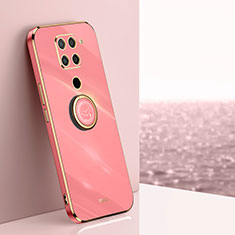 Ultra-thin Silicone Gel Soft Case Cover with Magnetic Finger Ring Stand XL1 for Xiaomi Redmi Note 9 Hot Pink