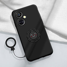 Ultra-thin Silicone Gel Soft Case Cover with Magnetic Finger Ring Stand Z01 for OnePlus Nord CE 3 5G Black