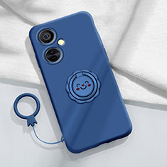 Ultra-thin Silicone Gel Soft Case Cover with Magnetic Finger Ring Stand Z01 for OnePlus Nord CE 3 5G Blue