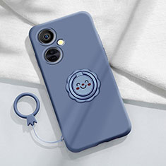 Ultra-thin Silicone Gel Soft Case Cover with Magnetic Finger Ring Stand Z01 for OnePlus Nord CE 3 5G Lavender Gray