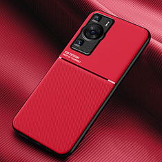 Ultra-thin Silicone Gel Soft Case Cover with Magnetic for Huawei P60 Pro Red