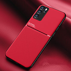 Ultra-thin Silicone Gel Soft Case Cover with Magnetic for Oppo Reno6 Pro 5G India Red