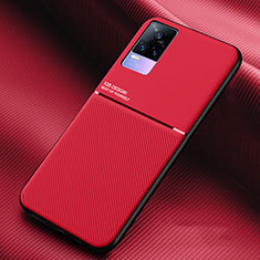 Ultra-thin Silicone Gel Soft Case Cover with Magnetic for Vivo V21e 4G Red