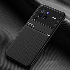 Ultra-thin Silicone Gel Soft Case Cover with Magnetic for Vivo X80 Pro 5G Black