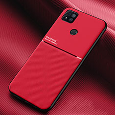 Ultra-thin Silicone Gel Soft Case Cover with Magnetic for Xiaomi Redmi 9 India Red