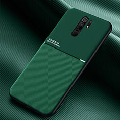 Ultra-thin Silicone Gel Soft Case Cover with Magnetic for Xiaomi Redmi 9 Prime India Green