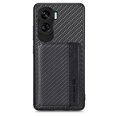 Ultra-thin Silicone Gel Soft Case Cover with Magnetic S01D for Huawei Honor 90 Lite 5G Black