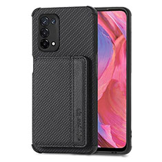 Ultra-thin Silicone Gel Soft Case Cover with Magnetic S01D for Oppo A74 5G Black