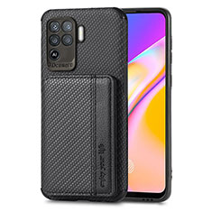 Ultra-thin Silicone Gel Soft Case Cover with Magnetic S01D for Oppo A94 4G Black