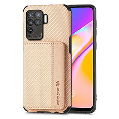 Ultra-thin Silicone Gel Soft Case Cover with Magnetic S01D for Oppo F19 Pro Gold