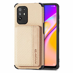 Ultra-thin Silicone Gel Soft Case Cover with Magnetic S01D for Oppo Reno5 Z 5G Gold