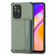 Ultra-thin Silicone Gel Soft Case Cover with Magnetic S01D for Oppo Reno5 Z 5G Green