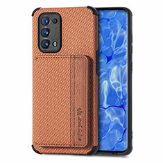 Ultra-thin Silicone Gel Soft Case Cover with Magnetic S01D for Oppo Reno6 Pro 5G Brown